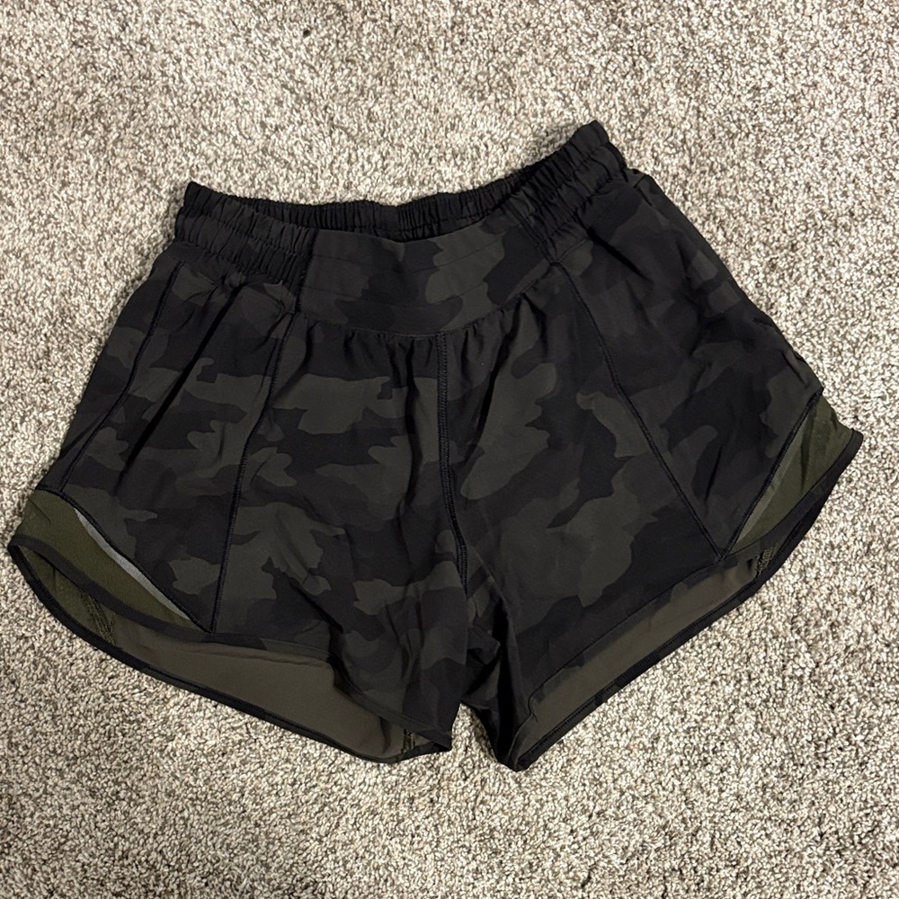 Lululemon Athletica Black Camouflage Athletic Shorts